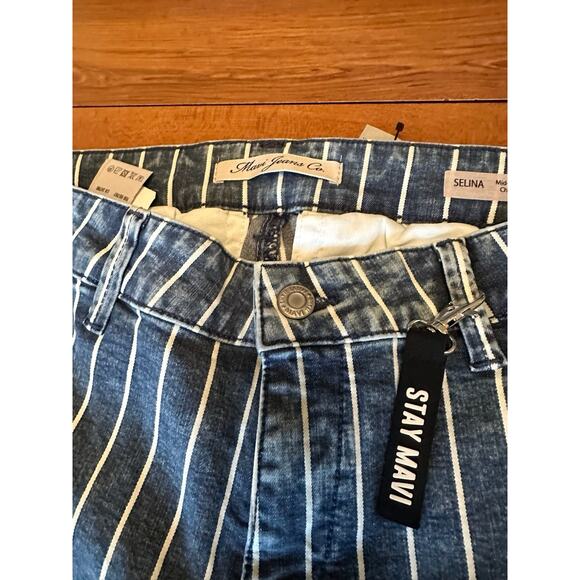 Mavi Jeans Selina Mid-Rise Chino Denim Striped Pants Mavi Jeans Sz 27 NWT - Picture 2 of 9